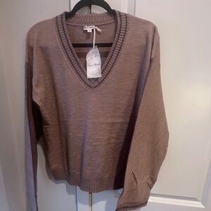 NWT 🤎 Hem & Thread V-Neck Knit Sweater – Size Large 🤎